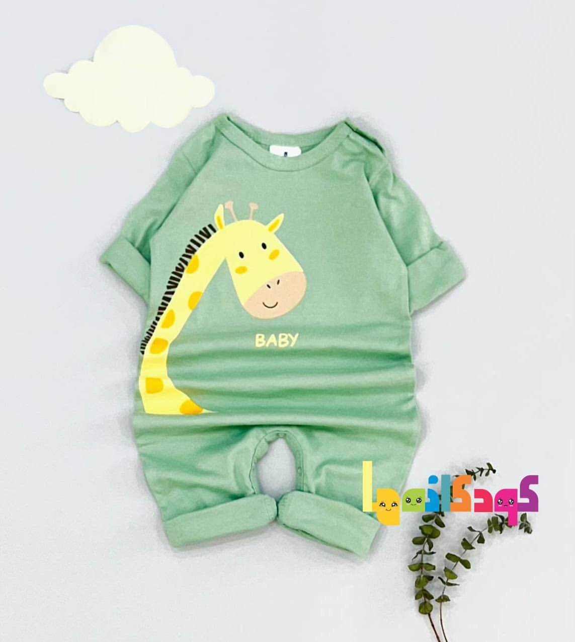 رامپر آستین بلند بیبی گپ طرح زرافه سایز 6-9 ماه