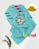 ست دورس دونخ فول پنبه بچگانه رنگ سبز ملایم طرح تک شاخ