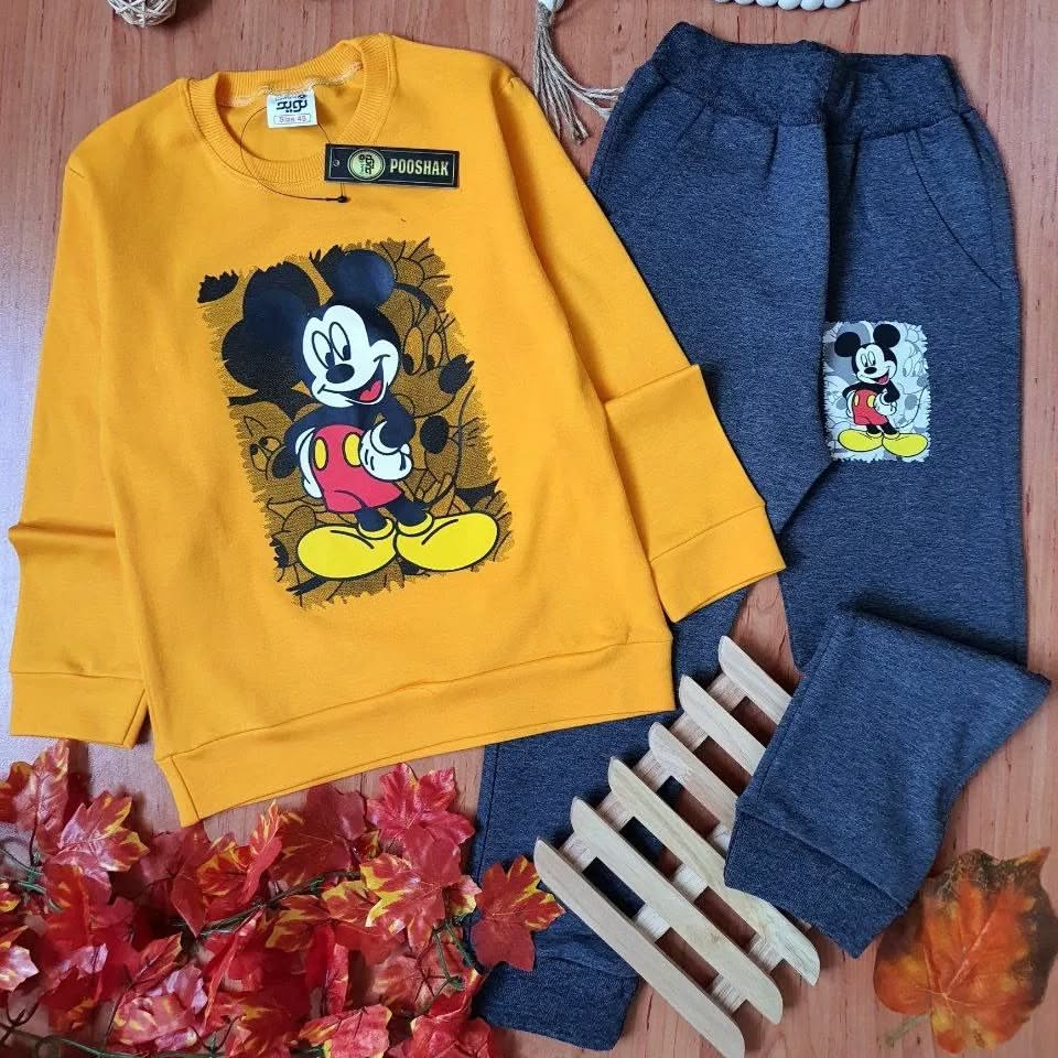 بلوز شلوار آستین بلند میکی موس زرد فروشگاه کودکانه ها