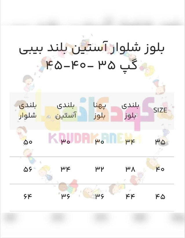راهنما سایزبندی لباس بچگانه