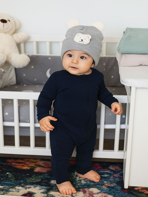 خرید کلاه بچگانه طوسی نوزادی تا یک سال فروشگاه کودکانه ها