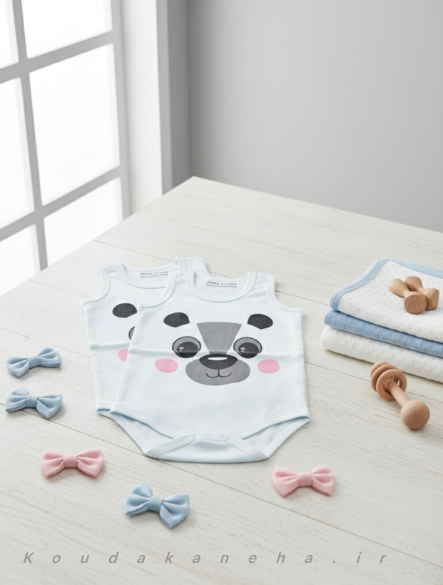بادی نوزادی طرح پاندا سایز 6 تا 9 ماه، لباس نوزاد نخی و لطیف مناسب پوست حساس، قابل خرید اقساطی از فروشگاه کودکانهها
