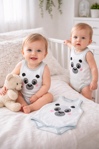 بادی نوزاد دختر و پسر طرح پاندا، پارچه نرم و لطیف مناسب استفاده روزمره