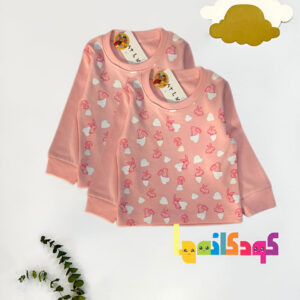 ست بلوز و شلوار دخترانه صورتی طرح قلب در سایز ۳۰ و ۳۵ با امکان خرید قسطی