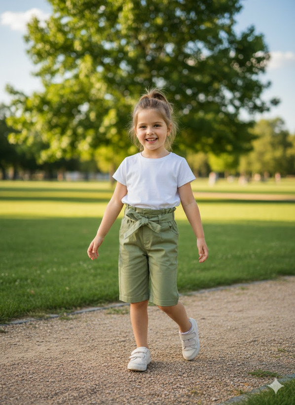 شلوار برمودا دخترانه برند آنیت رنگ سبز پسته ای - فروشگاه کودکانه ها