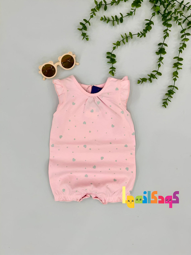 رامپر نوزادی دخترانه بیبی گپ صورتی با پارچه پنبهای مناسب ۶ ماه تا ۳ سال در فروشگاه کودکانه ها