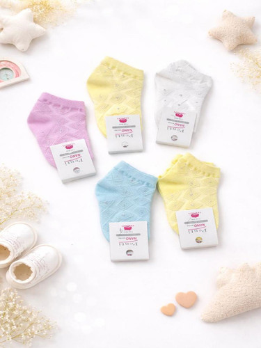 جوراب نوزادی دخترانه شایندار سایز فری تا یک سال در رنگهای پاستلی مناسب پوست حساس نوزاد فروشگاه کودکانه ها