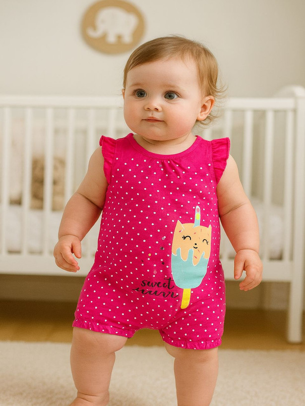 خرید رامپر نوزادی دخترانه فول پنبه از فروشگاه کودکانه ها