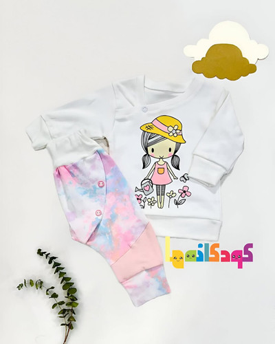 بلوز شلوار نوزادی دخترانه سایز ۰ بدو تولد پنبهای برند پالتا