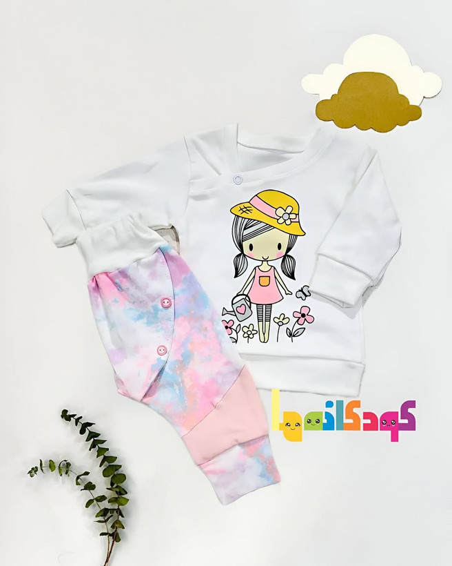 بلوز شلوار نوزادی دخترانه سایز ۰ بدو تولد پنبهای برند پالتا