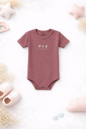 بادی بیسکویتی آستین کوتاه نوزادی مناسب ۶ ماه تا ۳ سال