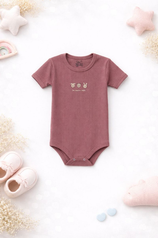 بادی بیسکویتی آستین کوتاه نوزادی مناسب ۶ ماه تا ۳ سال