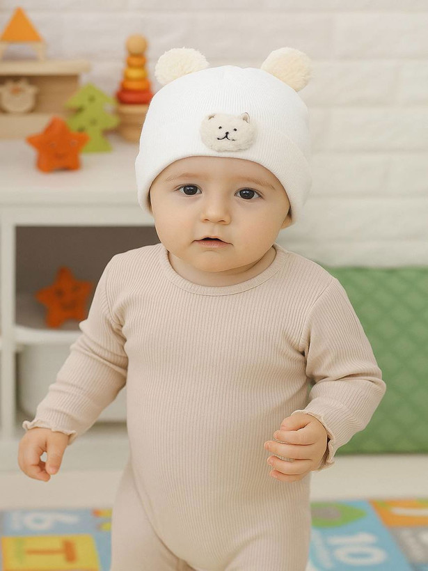 خرید کلاه بچگانه سفید نوزادی تا یک سال فروشگاه کودکانه ها