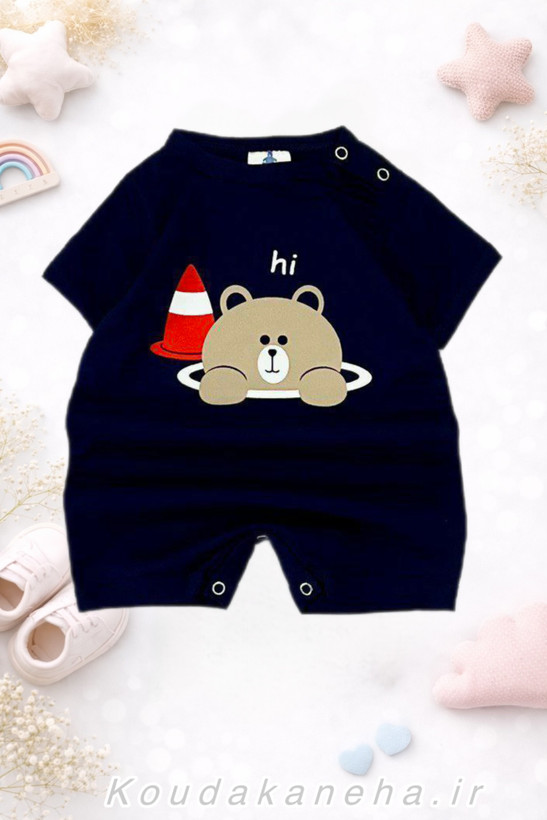 رامپر سرمهای تدی بیبی گپ جنس پنبه یکرو مناسب 6 تا 36 ماه