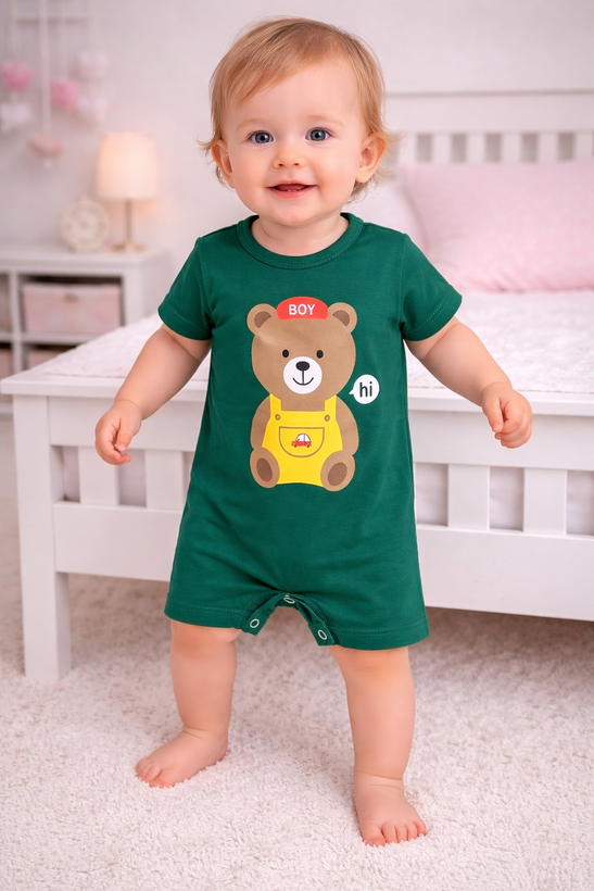 رامپر بیبی گپ نوزادی سبز پنبهای ضد حساسیت مناسب 6 تا 36 ماه