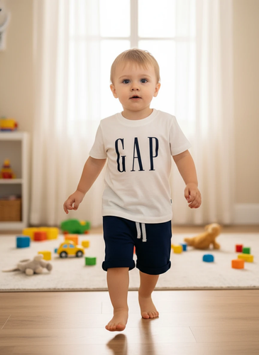 ست تیشرت و شلوارک پسرانه بیبیگپ سفید سرمهای خرید قسطی از فروشگاه کودکانه ها