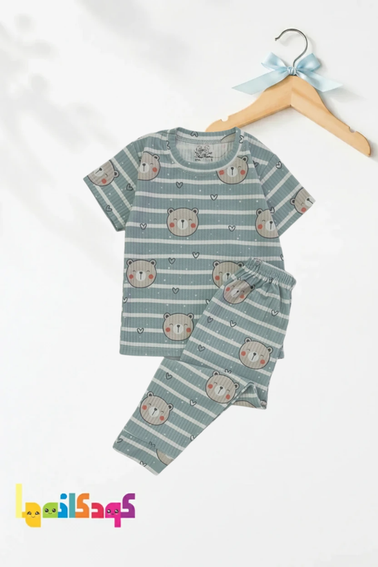 بلوز شلوار آستین کوتاه کبریتی کودک مناسب دختر و پسر سایز 1 تا 6 استایل راحتی و اسپرت