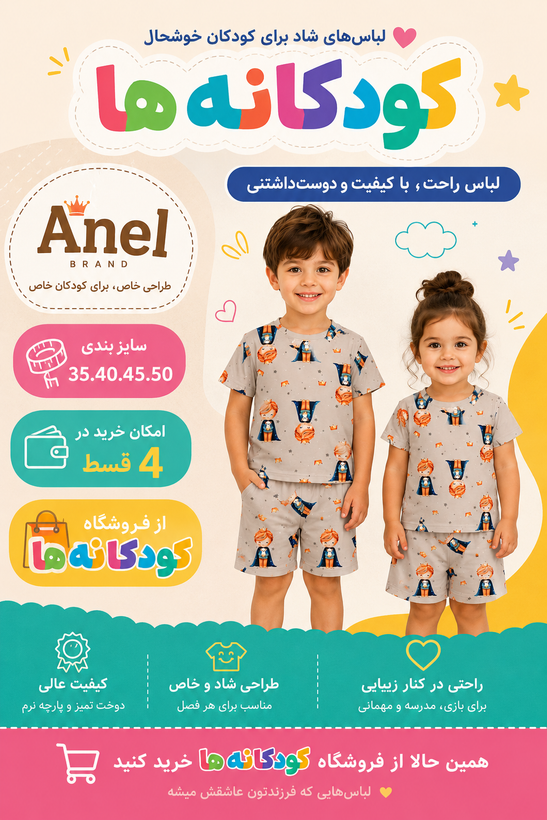 خرید لباس بچگانه باکیفیت از فروشگاه کودکانه ها رشت www.koudakaneha.ir